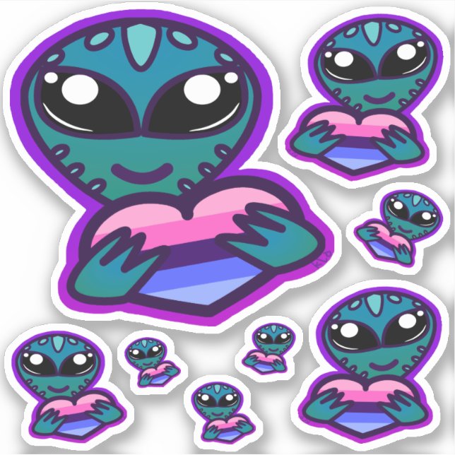 Omnisexual and Proud Alien Stickers (Front)