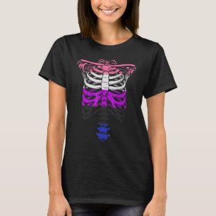 Omnisexual Gender Fluid Skeleton Ribcage LGBTQ Ske T-Shirt