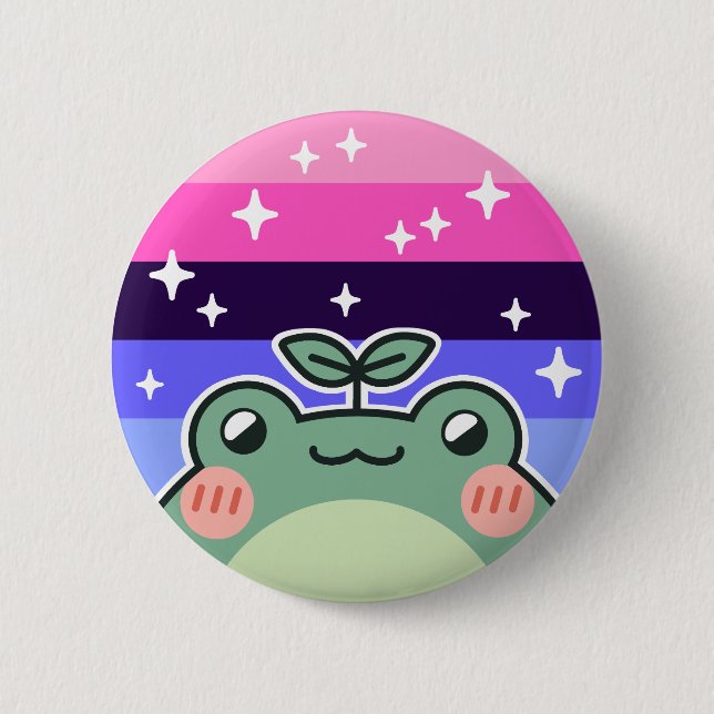 Omnisexual LGBT Pride Flag Frog Button (Front)