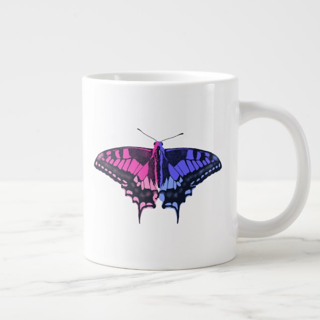 Omnisexual Pride Flag Swallowtail Butterfly Large Coffee Mug (Right)