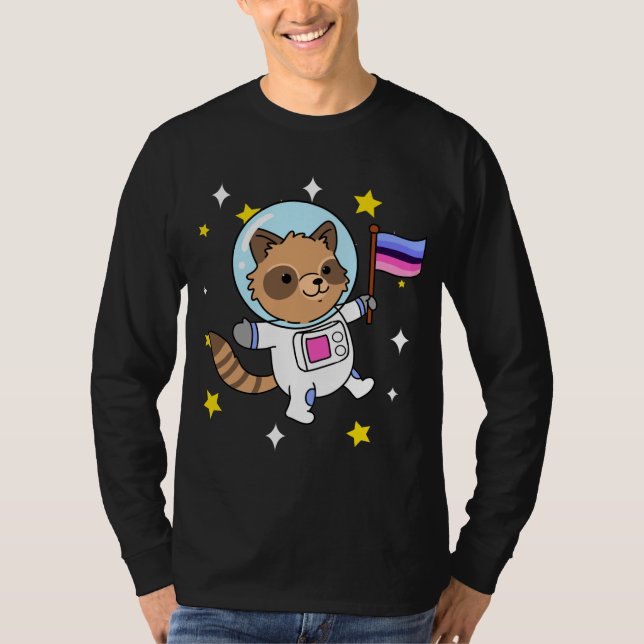 Omnisexual Racoon In Space Omnisexual Pride T-Shirt (Front)