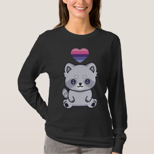 Omnisexual Racoon LGBTQIA Pride Flag Kawaii Heart T-Shirt