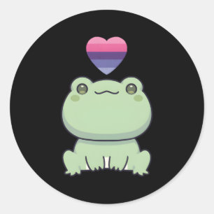 Omniual Frog Lgbtqia Pride Flag Anime Kawaii He Classic Round Sticker