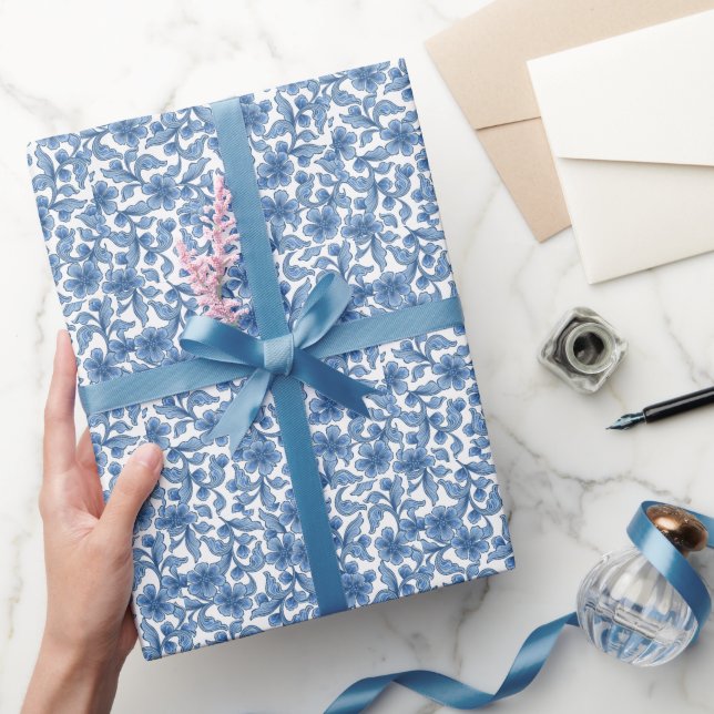 Omphalodes Blue Floral Wrapping Paper (Gifting)