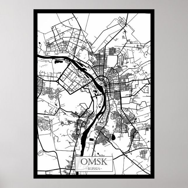Omsk Russia City Map Poster (Front)