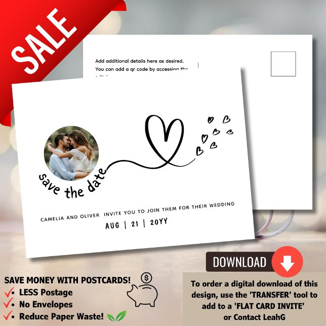 On a Budget? Opt for a PHOTO Save the Date Minimal Postcard (Creator Uploaded)
