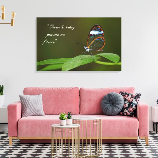 "On A Clear Day" Glasswing Butterfly Canvas Print (Insitu(LivingRoom))
