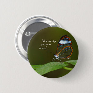 "On a Clear Day" Glasswing Butterfly Design 6 Cm Round Badge