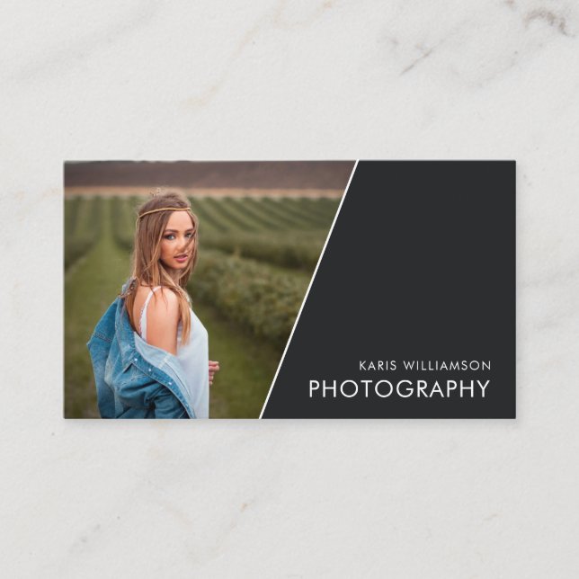 On a Diagonal | Modern Photography Business Card (Front)