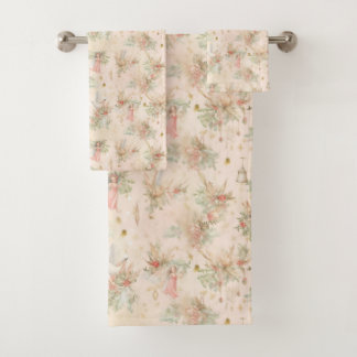 on a flower field girl butterfly in a wreath bath bath towel set