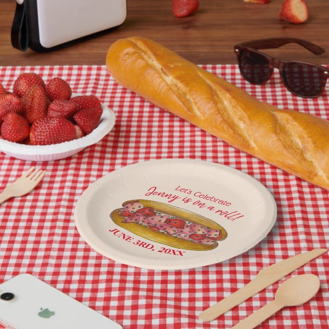 On a Lobster Roll Congratulations Maine Sandwich Paper Plate (Picnic)