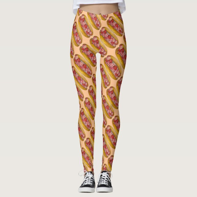 On a Roll Maine Lobster Rolls Sandwich Foodie Food Leggings (Front)