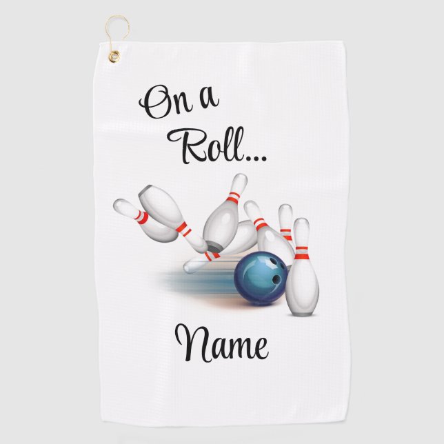 On a Roll…Personalised Bowling Towel (Front)