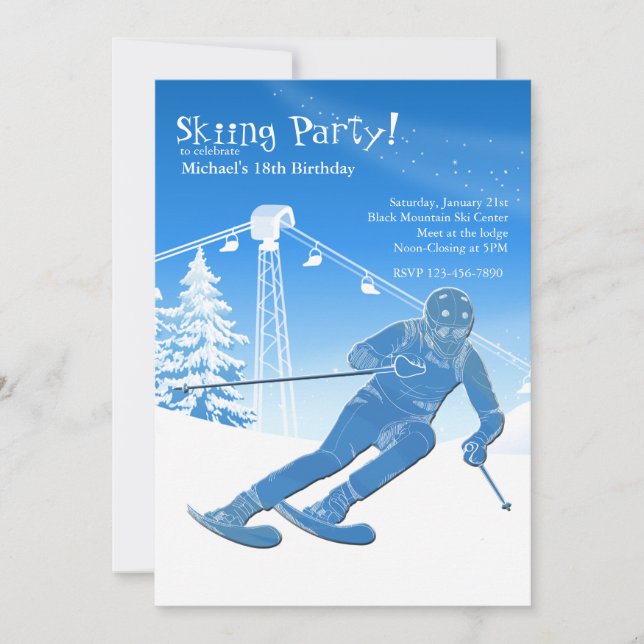 On A Run Skiing Invitation (Front)