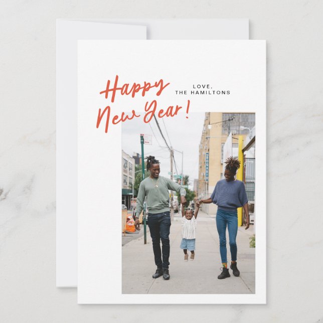 On A Slant New Year Flat Photo Card (Front)