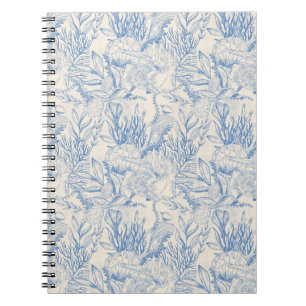 on a white background, marine, blue theme notebook