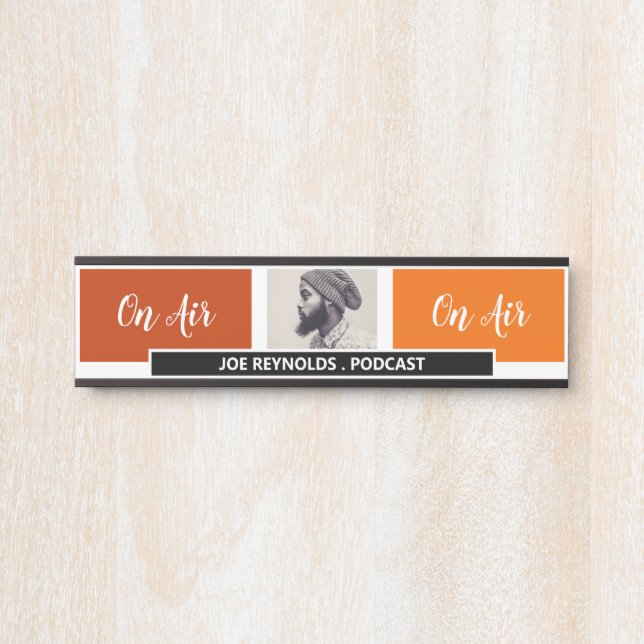 On Air - Podcaster Photo - Retro Podcast Door Sign (Front)