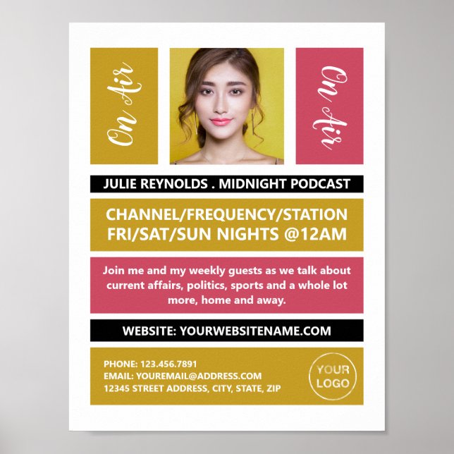 On Air - Podcaster Photo - Retro Podcast Poster (Front)