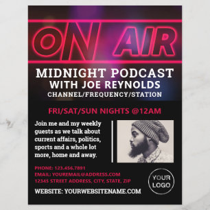 On Air Podcaster, Podcast Advertising Flyer