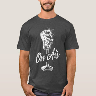 On Air Vintage Microphone For Podcast Radio family T-Shirt