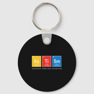 (on back) autism awareness periodic table asd wome key ring