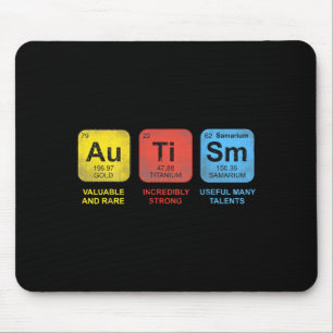 (on back) autism awareness periodic table asd wome mouse pad