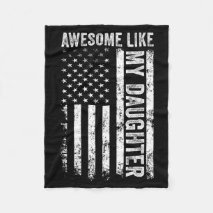 On Back Awesome Like My Daughter Men Funny Fathers Fleece Blanket