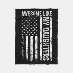 On Back Awesome Like My Daughters Men Funny Father Fleece Blanket