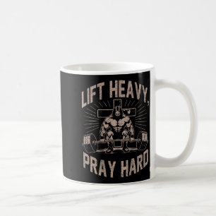 (on Back) Christian Workout Lift Heavy Pray Hard J Coffee Mug