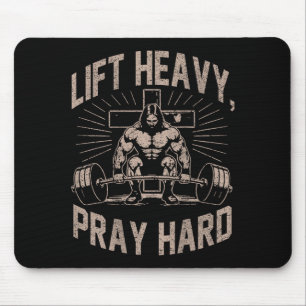 (on Back) Christian Workout Lift Heavy Pray Hard J Mouse Pad
