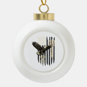 On Back Eagle and Flag 250 Years 1776-2026 250th B Ceramic Ball Christmas Ornament