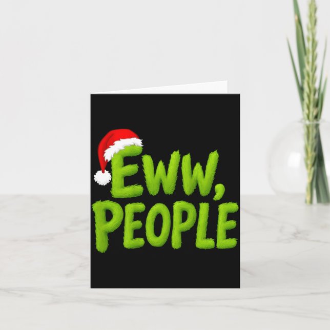 On Back Eww People Santa Hat Green Funny Christmas Card (Front)