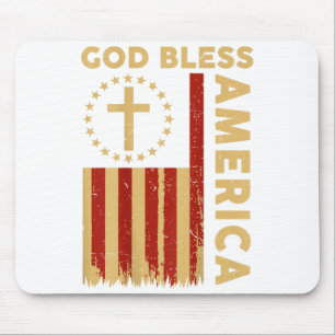 On Back God Bless America Patriotic Christian Fait Mouse Pad