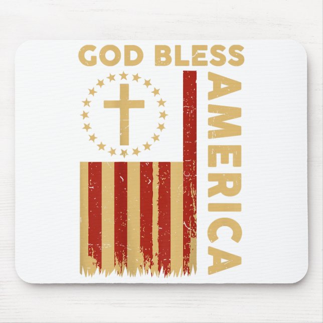 On Back God Bless America Patriotic Christian Fait Mouse Pad (Front)