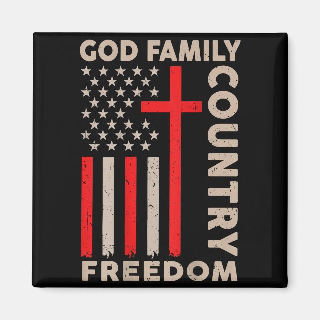 On-back God Family Country Dom Patriotic Christian Magnet (Front)