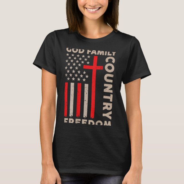 On-back God Family Country Dom Patriotic Christian T-Shirt (Front)