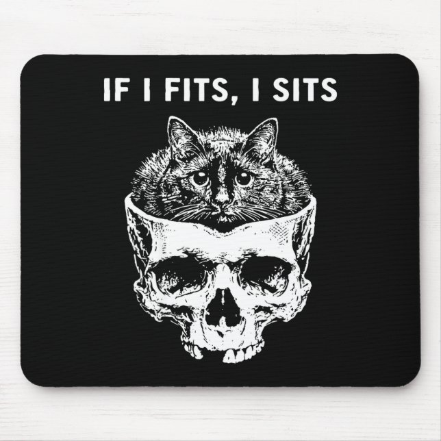 (on back) if fits sits black cat skull gothic dark mouse pad (Front)