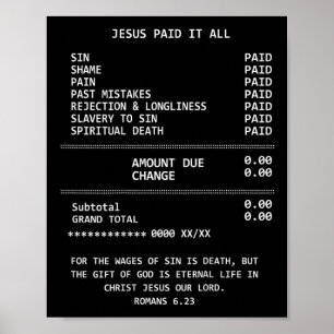 On Back Jesus Paid-it All Christianity Christian B Poster