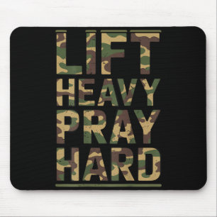 On-back Lift Heavy Pray Hard Workout Christian Wei Mouse Pad