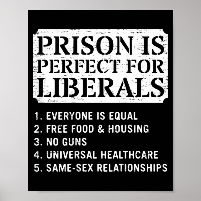 On Back Prison Is Perfect For Liberals Anti Poster (Front)