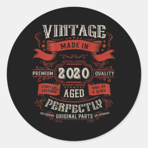ON Back Vintage 6th Birthday Decorations 2020 6 Classic Round Sticker
