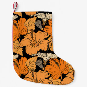 On black background. Raster hand drawn painting of Small Christmas Stocking