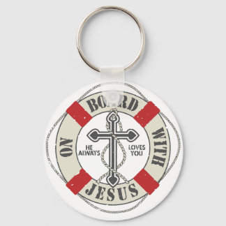 On Board With Jesus Key Ring