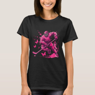 (on Ck) Ice Hockey Breast Cancer Awareness Player  T-Shirt
