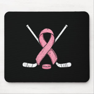 (on Ck) Ice Hockey Breast Cancer Month Pink Ribbon Mouse Pad