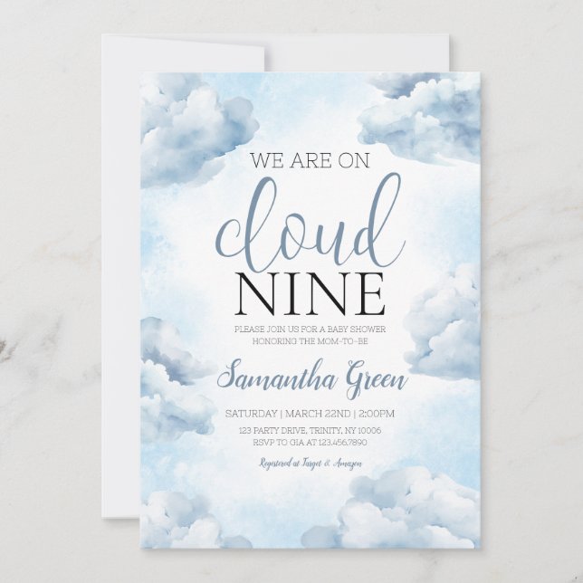 On Cloud 9 Baby Shower Invitation (Front)