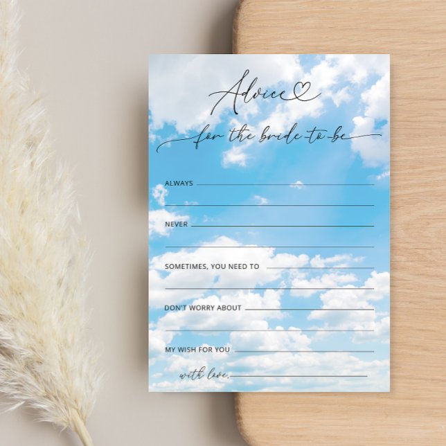 On cloud 9 Bridal Shower Advice and Wishes Cards (Creator Uploaded)