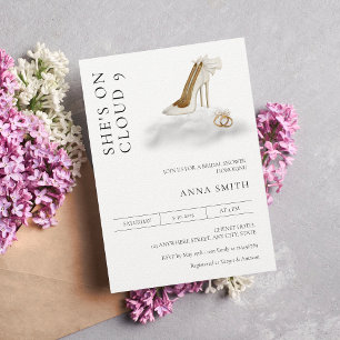 On cloud 9 Bridal Shower Modern Minimalist Invitation