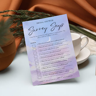 On Cloud 9 Bridal Shower Survey Says Game Card