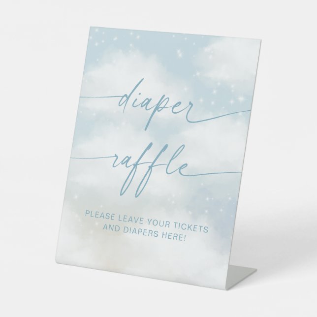 On Cloud 9 Diaper Raffle Vibrant Blue Pedestal Sign (Front)